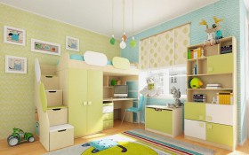 Детская комната Эппл (Зеленый/Белый/корпус Клен) в Камне-на-Оби - kamen-na-obi.katalogmebeli.com | фото 2