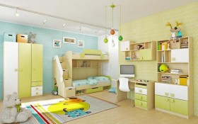 Детская комната Эппл (Зеленый/Белый/корпус Клен) в Камне-на-Оби - kamen-na-obi.katalogmebeli.com | фото 3