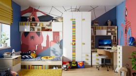 Детская комната Клаксон без машинок (Белый/корпус Клен) в Камне-на-Оби - kamen-na-obi.katalogmebeli.com | фото