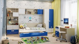 Детская комната Скай Люкс (Синий/Белый/корпус Клен) в Камне-на-Оби - kamen-na-obi.katalogmebeli.com | фото