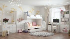 Детская комната Совушки (Белый/корпус Выбеленное дерево) в Камне-на-Оби - kamen-na-obi.katalogmebeli.com | фото 3