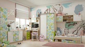 Детская комната Твит (Белый/Зеленый/корпус Клен) в Камне-на-Оби - kamen-na-obi.katalogmebeli.com | фото