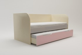 Диван-кровать Грэйси (Розовый/Серый/корпус Клен) в Камне-на-Оби - kamen-na-obi.katalogmebeli.com | фото 2