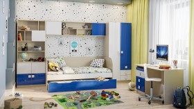 Диван-кровать Скай люкс (Синий/Белый/корпус Клен) в Камне-на-Оби - kamen-na-obi.katalogmebeli.com | фото 2