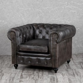 Кресло кожаное Лофт Честер (акация) в Камне-на-Оби - kamen-na-obi.katalogmebeli.com | фото