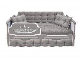 Кровать 160 серии Спорт 2 ящика 45 Серый (подушки) в Камне-на-Оби - kamen-na-obi.katalogmebeli.com | фото