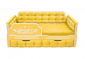 Кровать 160 серии Спорт 2 ящика 74 Жёлтый (мягкие боковые накладки) в Камне-на-Оби - kamen-na-obi.katalogmebeli.com | фото