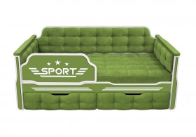 Кровать 160 серии Спорт 2 ящика 76 Зелёный (мягкие боковые накладки) в Камне-на-Оби - kamen-na-obi.katalogmebeli.com | фото 1