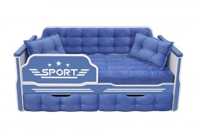 Кровать 160 серии Спорт 2 ящика 85 Синий (подушки) в Камне-на-Оби - kamen-na-obi.katalogmebeli.com | фото
