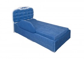 Кровать 190 Атлет Lux 29 Синий (мягкий бортик) в Камне-на-Оби - kamen-na-obi.katalogmebeli.com | фото