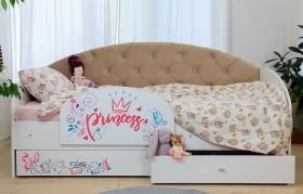 Кровать детская Эльза с бортиком Принцесса Белый/Бежевый в Камне-на-Оби - kamen-na-obi.katalogmebeli.com | фото