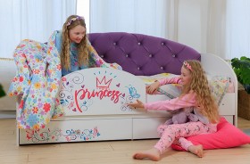 Кровать детская Эльза с бортиком Принцесса Белый/Фиолетовый в Камне-на-Оби - kamen-na-obi.katalogmebeli.com | фото