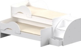 Кровать детская Матрешка выкатная с лестницей Белый в Камне-на-Оби - kamen-na-obi.katalogmebeli.com | фото