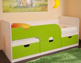 Кровать детская Минима 1,86м с ящиками (дуб атланта/лайм глянец) в Камне-на-Оби - kamen-na-obi.katalogmebeli.com | фото