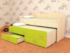 Кровать детская Нимфа двухместная 2.0 Дуб молочный/Лайм в Камне-на-Оби - kamen-na-obi.katalogmebeli.com | фото