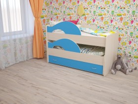 Кровать детская Радуга 1600 Млечный дуб/Голубой в Камне-на-Оби - kamen-na-obi.katalogmebeli.com | фото