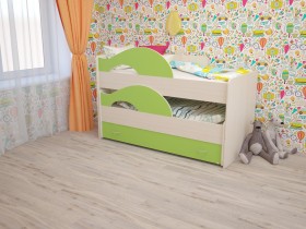 Кровать детская Радуга 1600 Млечный дуб/Салатовый в Камне-на-Оби - kamen-na-obi.katalogmebeli.com | фото