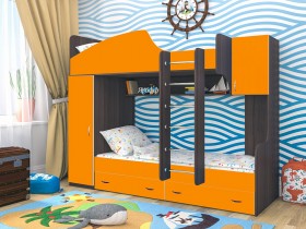 Кровать двухъярусная Юниор-2 Бодего/Оранжевый в Камне-на-Оби - kamen-na-obi.katalogmebeli.com | фото