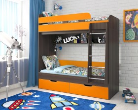 Кровать двухъярусная Юниор-5  Бодего/Оранжевый в Камне-на-Оби - kamen-na-obi.katalogmebeli.com | фото