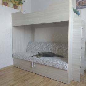 Кровать двухъярусная с диваном (Беленый дуб) в Камне-на-Оби - kamen-na-obi.katalogmebeli.com | фото