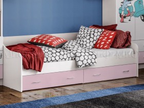 Кровать Fashion-1 Вега 0,9 м (Белый/Розовый) в Камне-на-Оби - kamen-na-obi.katalogmebeli.com | фото