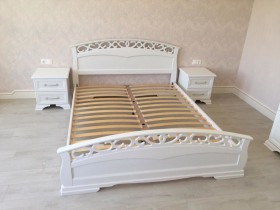 Кровать Грация-1 из массива сосны 1600*2000 Белый античный в Камне-на-Оби - kamen-na-obi.katalogmebeli.com | фото 9
