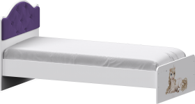 Кровать Каспер с мягкой спинкой и фотопечатью (900х1900)Белый/Фиолетовый в Камне-на-Оби - kamen-na-obi.katalogmebeli.com | фото