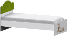 Кровать Каспер с мягкой спинкой и фотопечатью (900х1900)Белый/Лайм в Камне-на-Оби - kamen-na-obi.katalogmebeli.com | фото