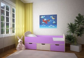 Кровать Малыш-мини Дуб молочный/Ирис в Камне-на-Оби - kamen-na-obi.katalogmebeli.com | фото