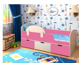 Кровать Малыш-мини Дуб молочный/Розовый в Камне-на-Оби - kamen-na-obi.katalogmebeli.com | фото
