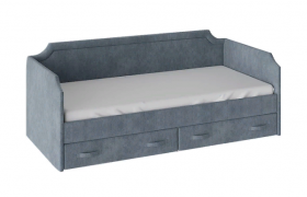 Кровать с мягкой обивкой и ящиками «Кантри» Тип 1 (900) (Замша синяя) в Камне-на-Оби - kamen-na-obi.katalogmebeli.com | фото