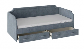 Кровать с мягкой обивкой и ящиками «Кантри» Тип 1 (900) (Замша синяя) в Камне-на-Оби - kamen-na-obi.katalogmebeli.com | фото 2