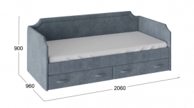 Кровать с мягкой обивкой и ящиками «Кантри» Тип 1 (900) (Замша синяя) в Камне-на-Оби - kamen-na-obi.katalogmebeli.com | фото 3