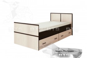 Кровать Сакура с настилом и ящиками 0,9 (Венге/Лоредо) в Камне-на-Оби - kamen-na-obi.katalogmebeli.com | фото