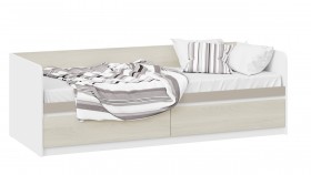 Кровать «Сканди» с 2 ящиками Дуб Гарден/Белый/Глиняный серый в Камне-на-Оби - kamen-na-obi.katalogmebeli.com | фото