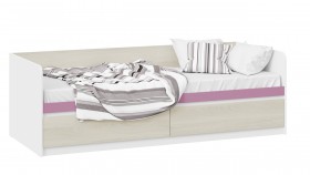 Кровать «Сканди» с 2 ящиками Дуб Гарден/Белый/Лиловый в Камне-на-Оби - kamen-na-obi.katalogmebeli.com | фото