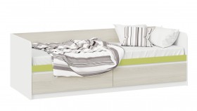 Кровать «Сканди» с 2 ящиками Дуб Гарден/Белый/Зеленый в Камне-на-Оби - kamen-na-obi.katalogmebeli.com | фото
