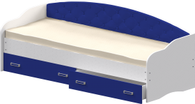 Кровать Софа-7 с мягкой спинкой (800х1900) Белый/Синий в Камне-на-Оби - kamen-na-obi.katalogmebeli.com | фото