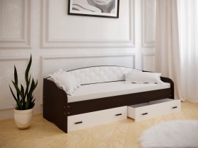 Кровать Софа-7 с мягкой спинкой (800х1900) Венге/ Белый в Камне-на-Оби - kamen-na-obi.katalogmebeli.com | фото