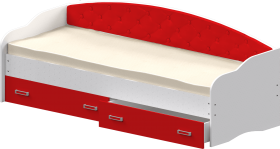 Кровать Софа-7 с мягкой спинкой (800х2000) Белый/Красный в Камне-на-Оби - kamen-na-obi.katalogmebeli.com | фото