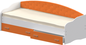 Кровать Софа-7 с мягкой спинкой (800х2000) Белый/Оранжевый в Камне-на-Оби - kamen-na-obi.katalogmebeli.com | фото