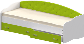 Кровать Софа-8 с мягкой спинкой (900х1900) Белый/Лайм в Камне-на-Оби - kamen-na-obi.katalogmebeli.com | фото