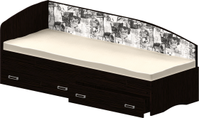 Кровать Софа-9 с мягкой спинкой с рисунком Милана (900х1900) Венге в Камне-на-Оби - kamen-na-obi.katalogmebeli.com | фото