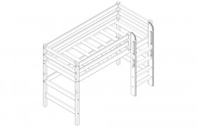 Кровать Соня вариант 5 полувысокая с прямой лестницей белый полупрозрачный в Камне-на-Оби - kamen-na-obi.katalogmebeli.com | фото 3