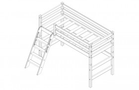 Кровать Соня вариант 6 полувысокая с наклонной лестницей Белый полупрозрачный в Камне-на-Оби - kamen-na-obi.katalogmebeli.com | фото 4