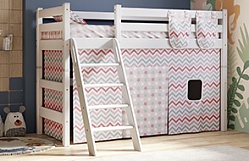 Кровать Соня вариант 6 полувысокая с наклонной лестницей Белый полупрозрачный в Камне-на-Оби - kamen-na-obi.katalogmebeli.com | фото
