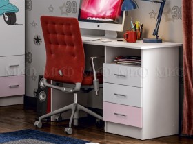 Стол письменный Fashion-1 Вега (Белый/Розовый) в Камне-на-Оби - kamen-na-obi.katalogmebeli.com | фото