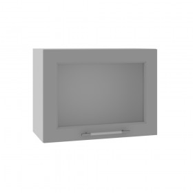 Квадро ВПГС 600 шкаф верхний горизонтальный со стеклом высокий (Ваниль кожа/корпус Серый) в Камне-на-Оби - kamen-na-obi.katalogmebeli.com | фото