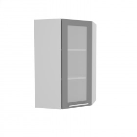 Квадро ВПУС 550 шкаф верхний угловой со стеклом высокий (Железо/корпус Серый) в Камне-на-Оби - kamen-na-obi.katalogmebeli.com | фото
