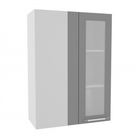 Квадро ВПУС 650 шкаф верхний угловой со стеклом высокий (Железо/корпус Серый) в Камне-на-Оби - kamen-na-obi.katalogmebeli.com | фото